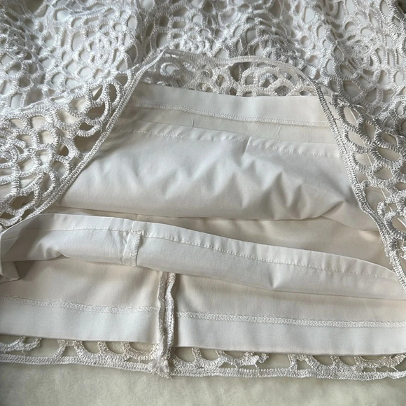 ADRIANNA PAPELL Evening White Crochet Lace Overlay Dress Occasion Party Size 6 - Picture 14 of 16